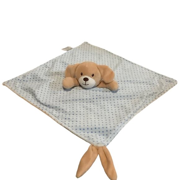 Crevent Baby Lovey Blanket Puppy Plush Head Knot Tails Star Pattern 14"x14" - Picture 2 of 11